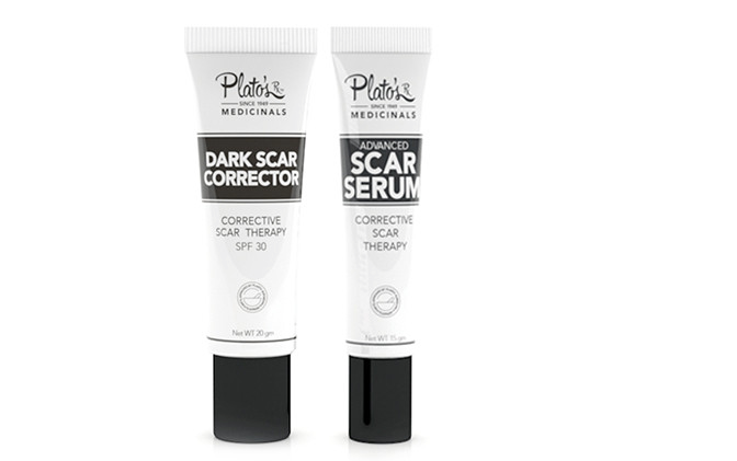 Scar Therapy Mini Kit contains Plato's Scar Serum and Plato's Dark Scar Corrector. Top treatment for Brazilian Butt Lift Scars.